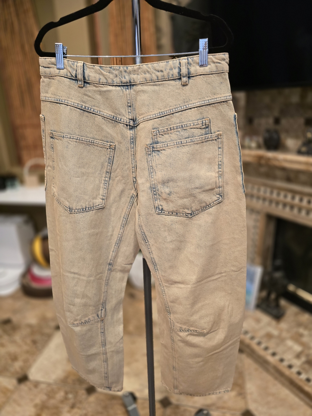 Free People Barrel Jeans Front Button Closure NWOT M, Dusty Blue Color - Picture 7 of 10